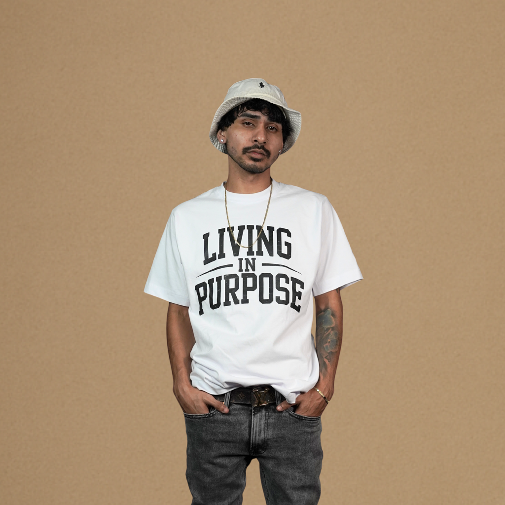 Living In Purpose T-Shirt - Oversized White Organic Cotton Tee