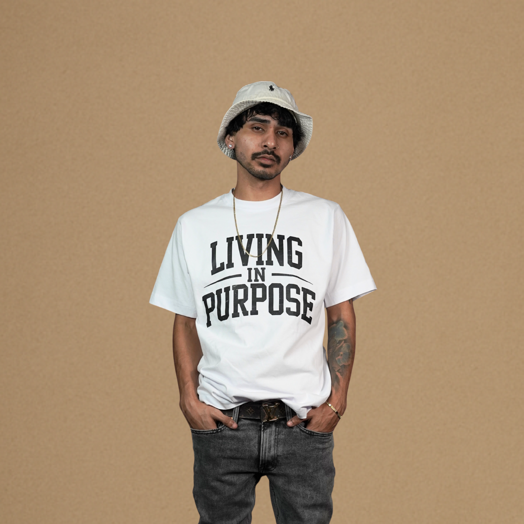 Living In Purpose T-Shirt - Oversized White Organic Cotton Tee