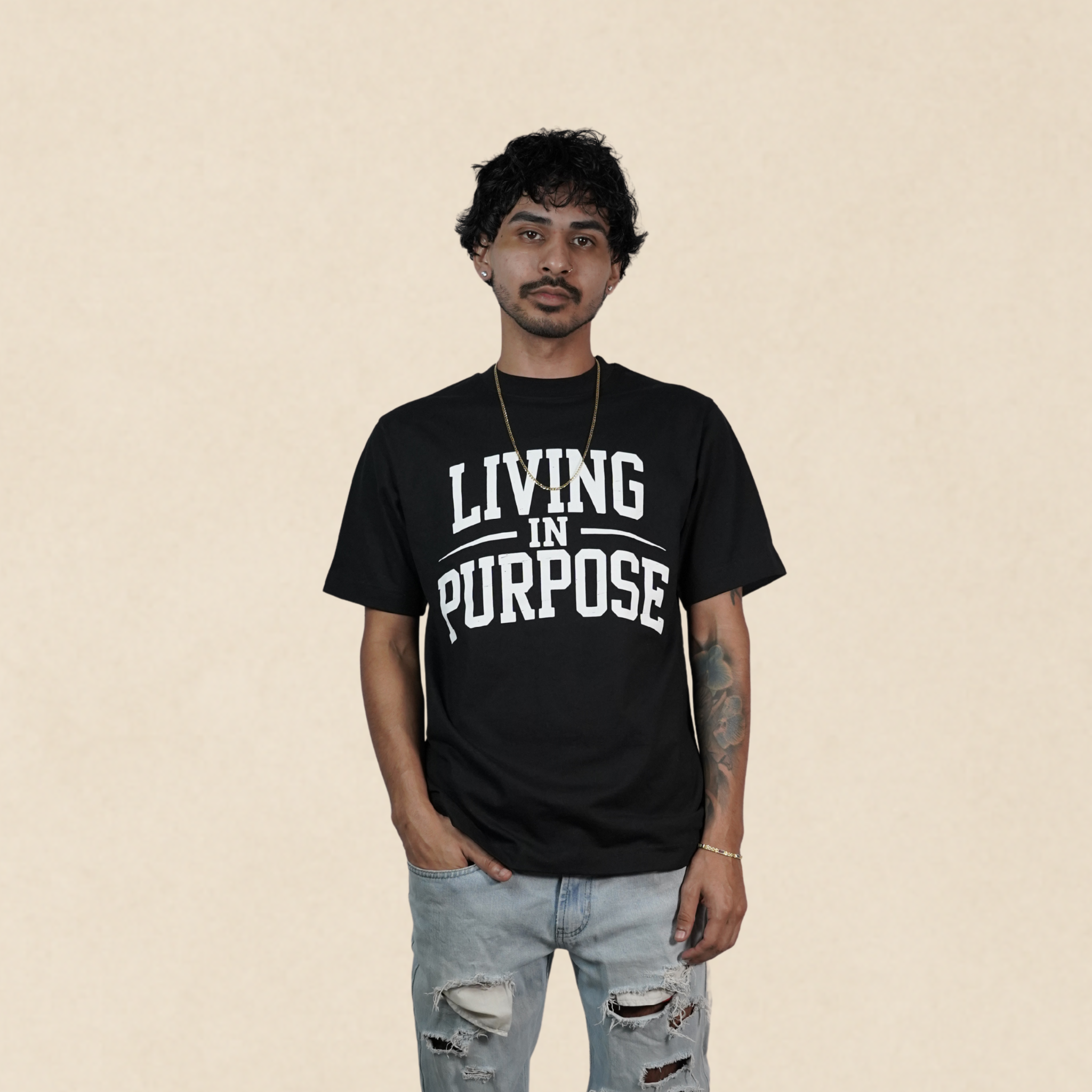Living In Purpose T-Shirt - Oversized Black Organic Cotton Tee